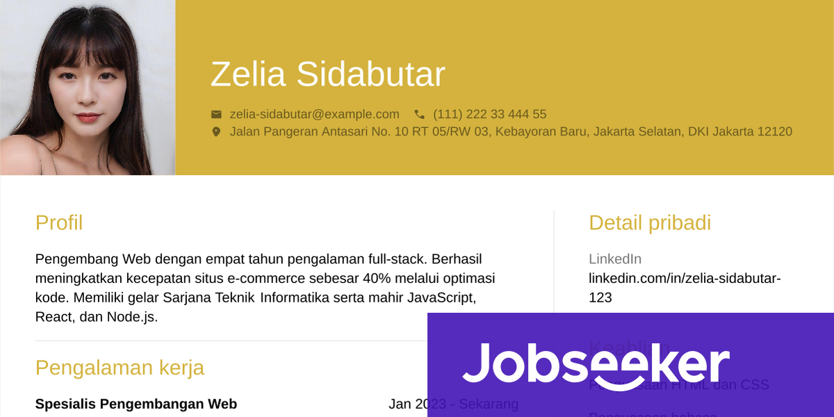 Contoh CV web developer: panduan lengkap & tips | Jobseeker