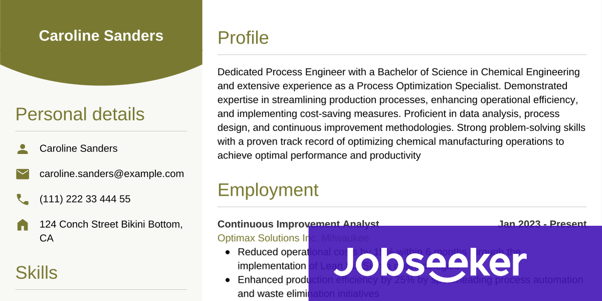 Process Engineer Example Process Engineer Resume Example & Writing Guide | Jobseeker