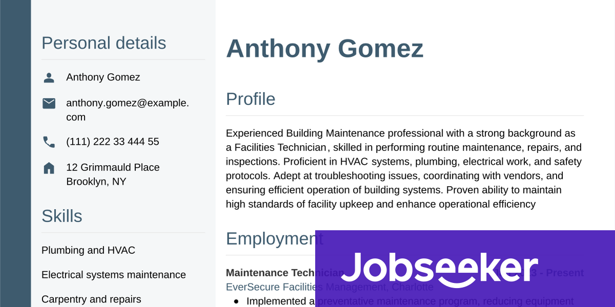 Curated visual reference: Picture Idea: Building Maintenance Resume Example
