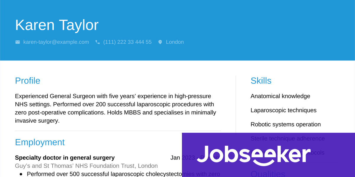 Surgeon CV Writing Guide & Tips | Jobseeker