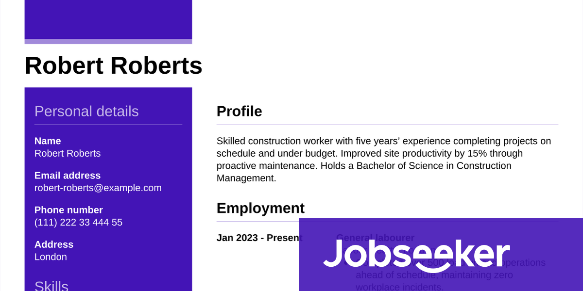Construction CV Writing Guide & Tips | Jobseeker