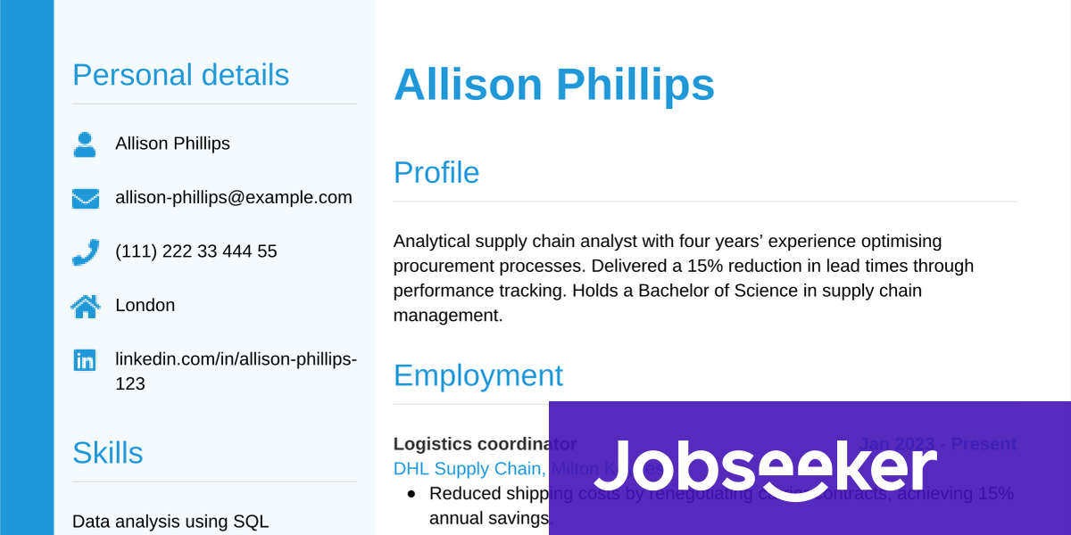Supply Chain Analyst CV Writing Guide & Tips | Jobseeker