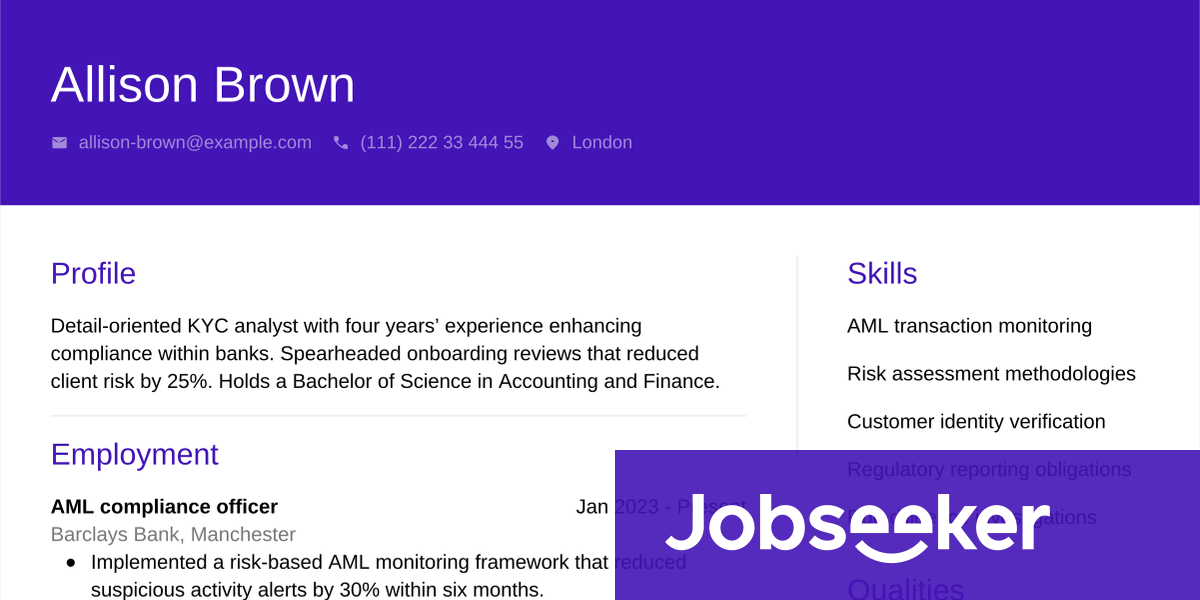 KYC Analyst CV Writing Guide & Tips | Jobseeker