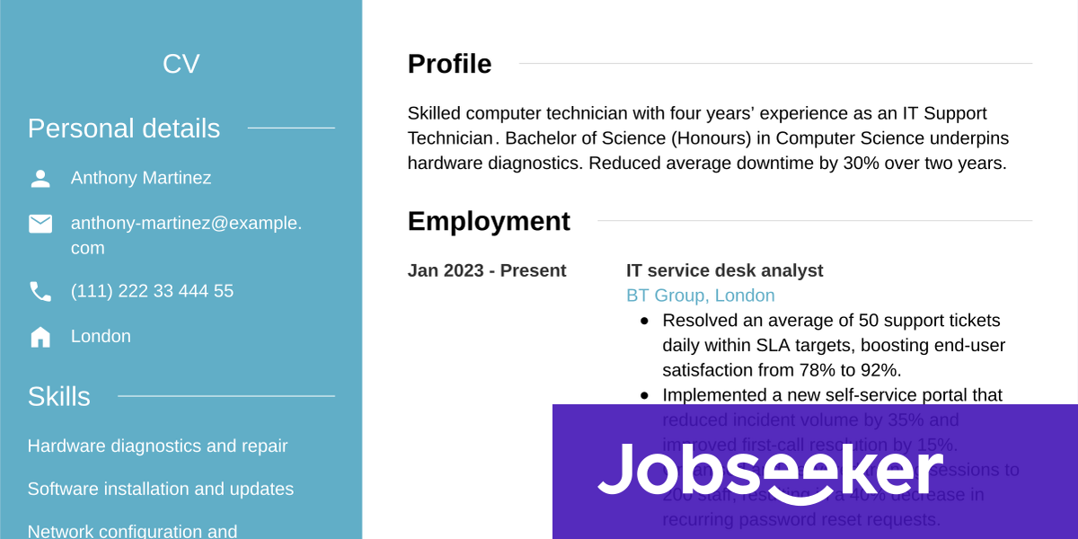 Computer Technician CV Writing Guide & Tips | Jobseeker