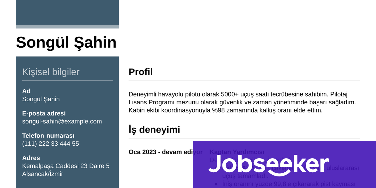 Pilot CV örneği ve hazırlama rehberi | Jobseeker