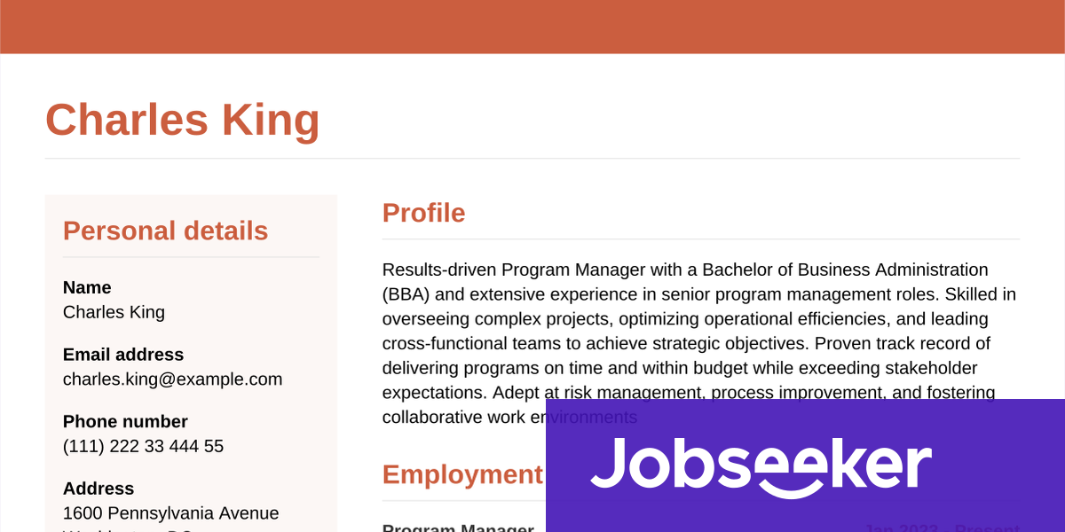 Program Manager Resume Example & Writing Guide | Jobseeker
