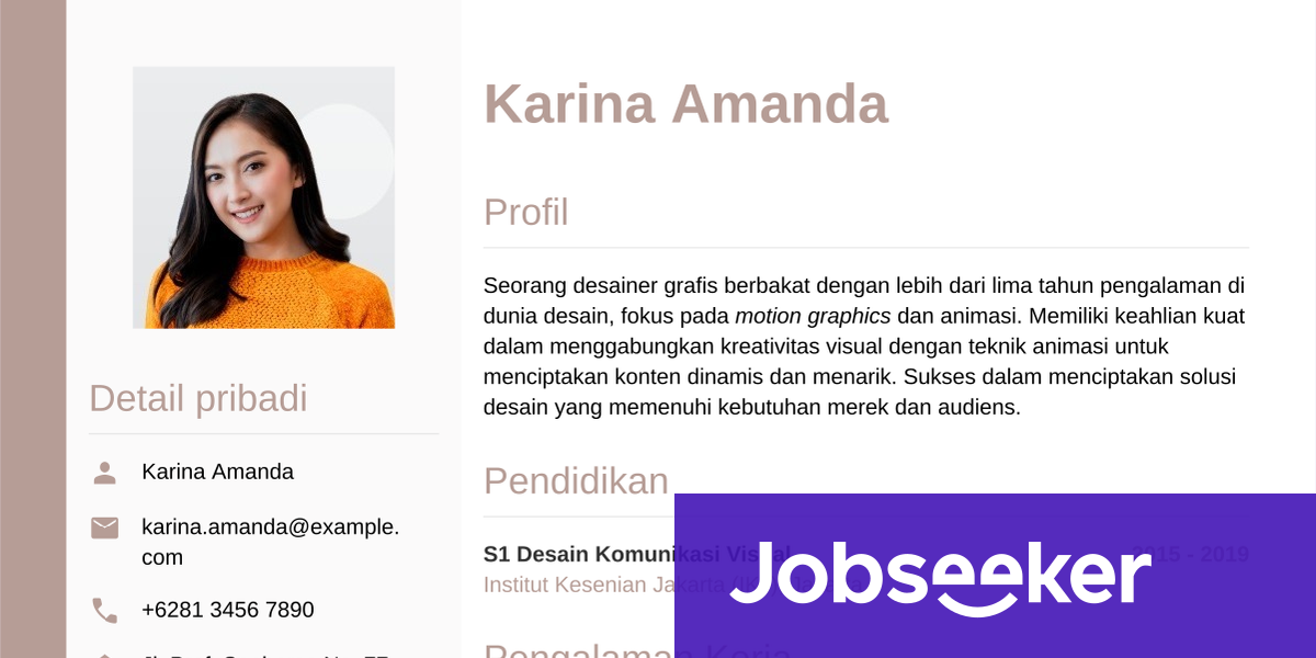 Contoh CV Desain Grafis | Jobseeker