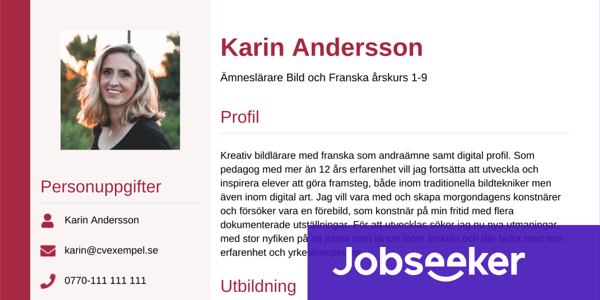 CV Exempel L rare Jobseeker