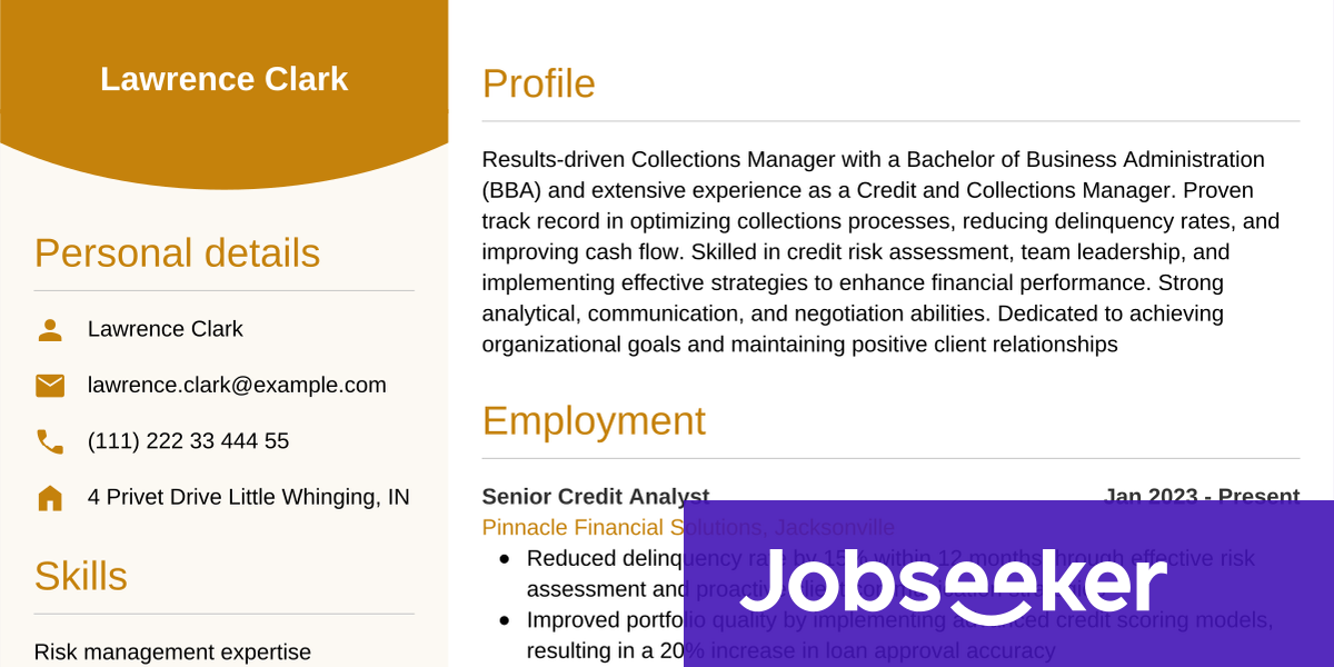 Collections Manager Resume Example & Guide | Jobseeker