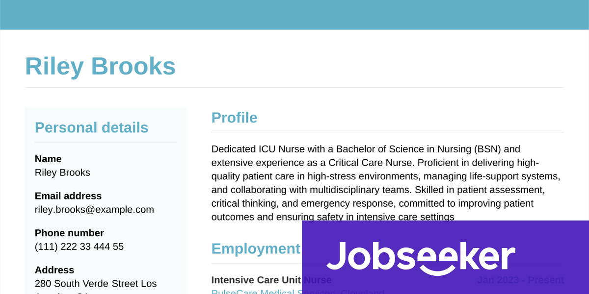 Suba Resume ICU Nurse Resume Example & Writing Guide | Jobseeker