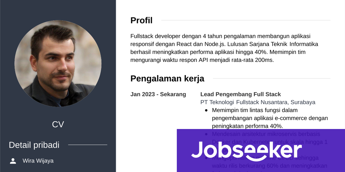Contoh CV fullstack developer: panduan lengkap | Jobseeker