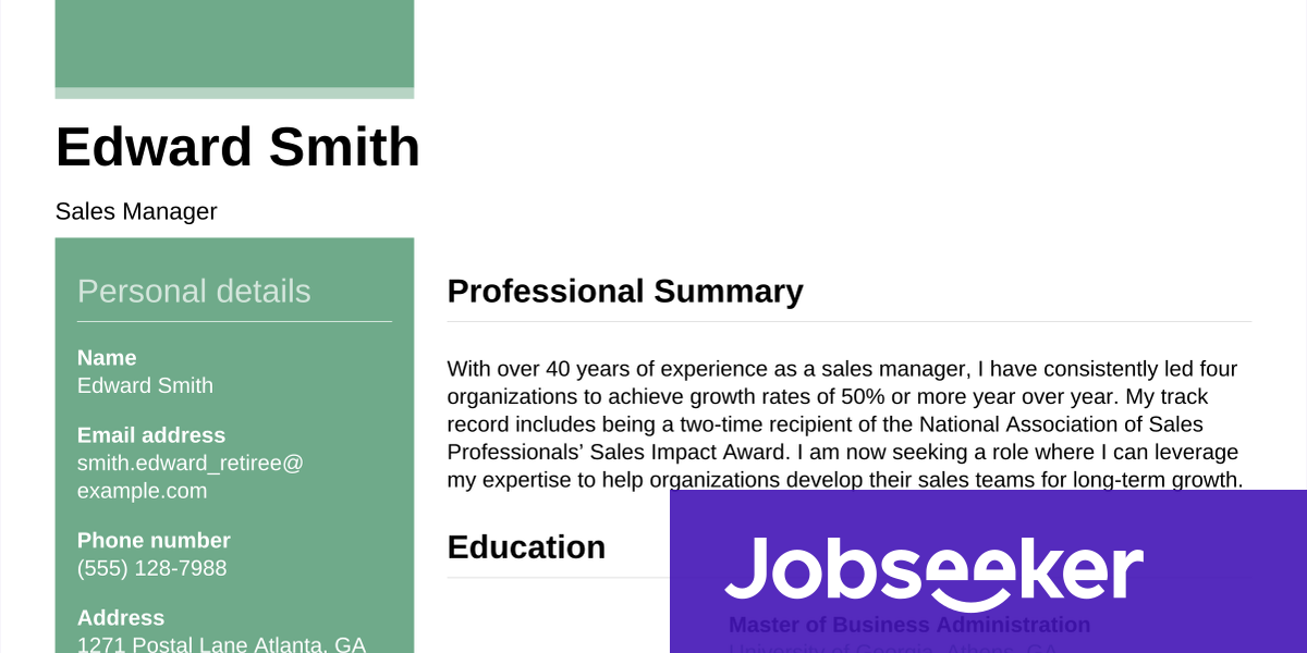 Retired Persons Resume Example - Image 