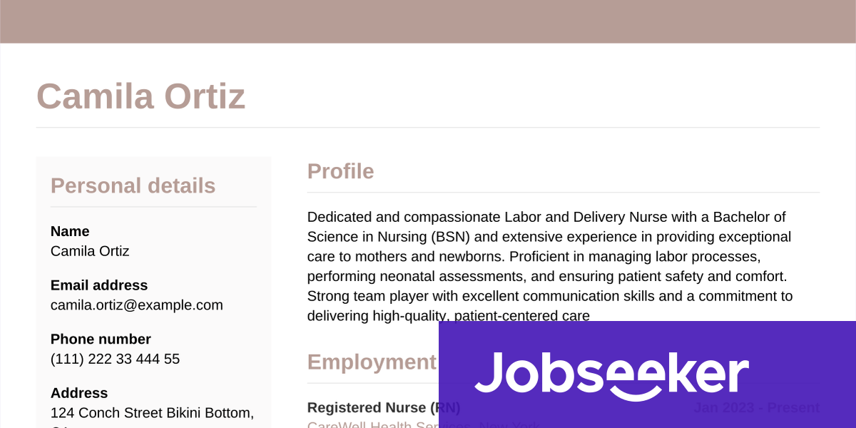 Albor Example Labor And Delivery Nurse Resume Example & Guide | Jobseeker